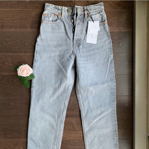 NWT Zara hi rise ankle length grey denim pants - Picture 2 of 13